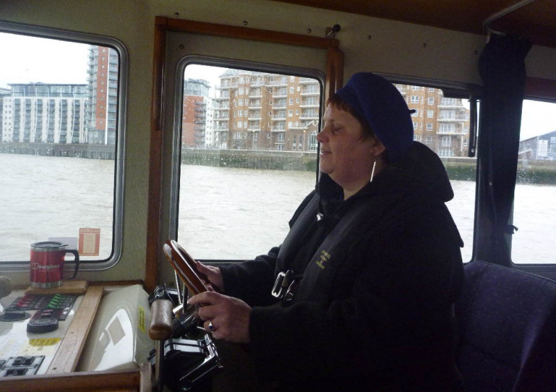 Kirsten Hearn Driving the Police Launch